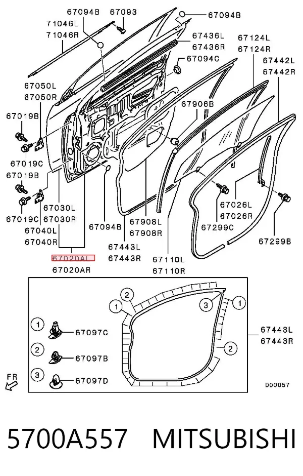 Puerta delantera izquierda 5700A557 Mitsubishi