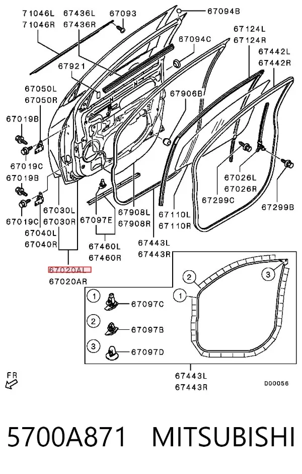 Puerta delantera izquierda 5700A871 Mitsubishi