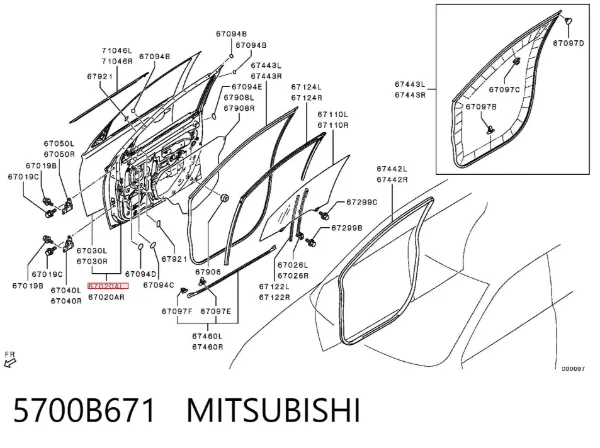 Puerta delantera izquierda 5700B671 Mitsubishi