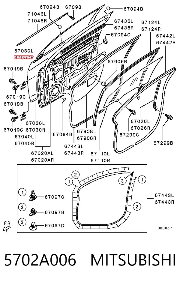 Bisagra de puerta delantera izquierda 5702A006 Mitsubishi