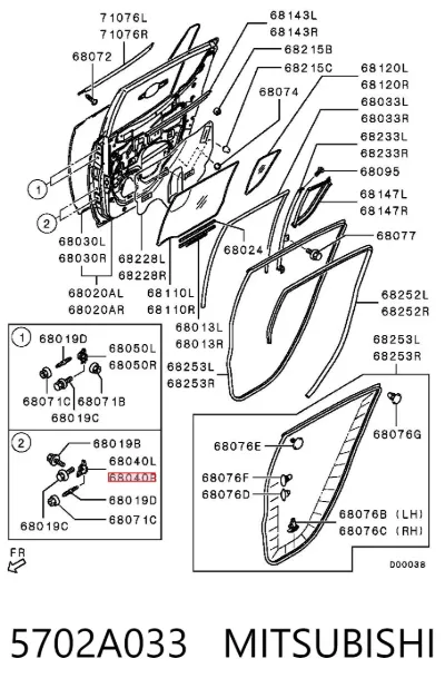 Bisagra de la puerta delantera derecha MITSUBISHI 5702A033