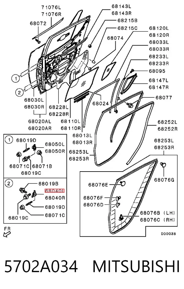 Bisagra de puerta trasera izquierda 5702A034 Mitsubishi