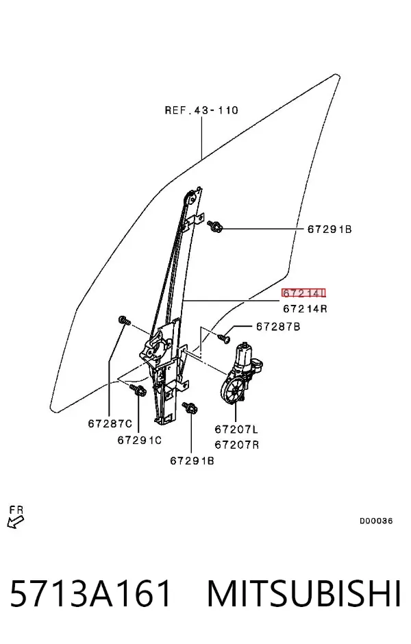 Mecanismo de elevalunas delantero izquierdo 5713A161 Mitsubishi