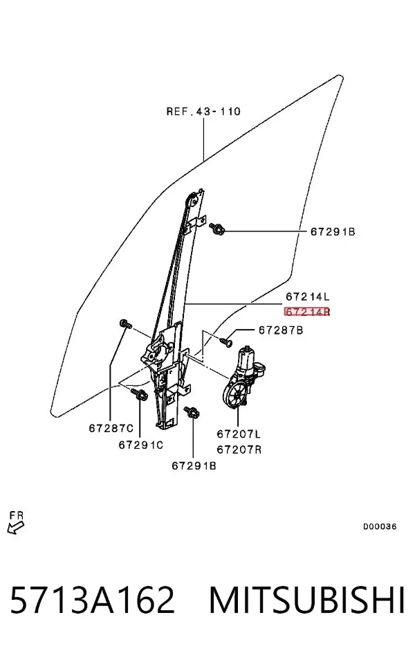 Mecanismo de elevalunas delantero derecha Mitsubishi Pajero IV SHORT