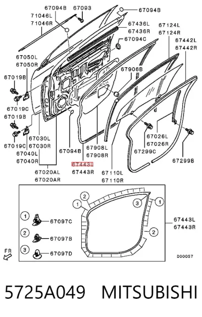 Junta de puerta delantera izquierda MITSUBISHI 5725A049