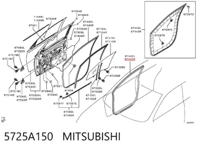 Junta de puerta delantera derecha (en la carrocería) MITSUBISHI 5725A150