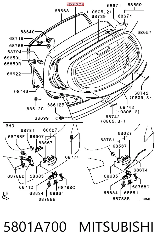 Puerta trasera 5801A700 Mitsubishi