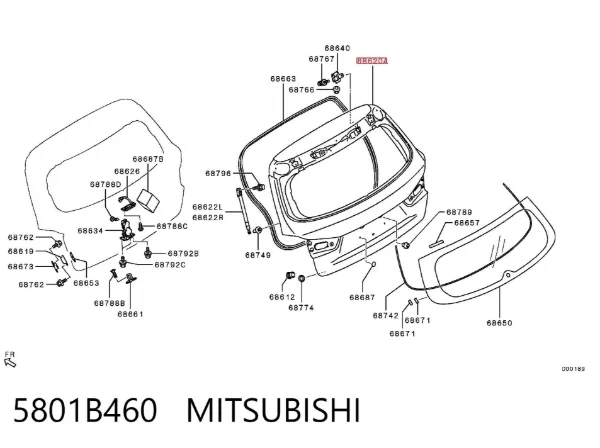 Puerta trasera 5801B460 Mitsubishi