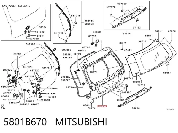 Puerta trasera Mitsubishi Outlander III