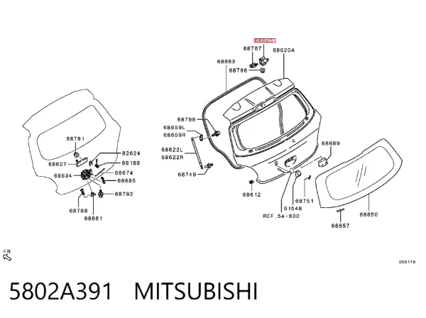Bisagra de puerta trasera 5802A391 Mitsubishi