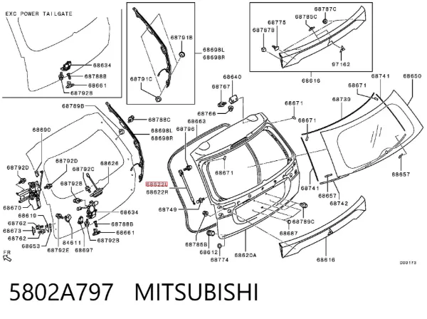 Amortiguador maletero 5802A797 Mitsubishi