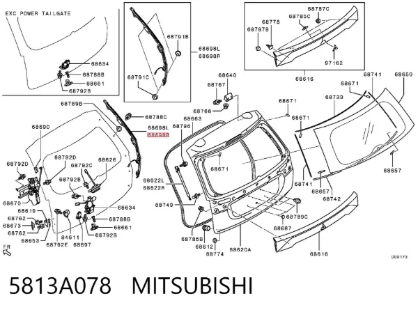 Sensor de apertura de la tapa del maletero 5813A078 Mitsubishi