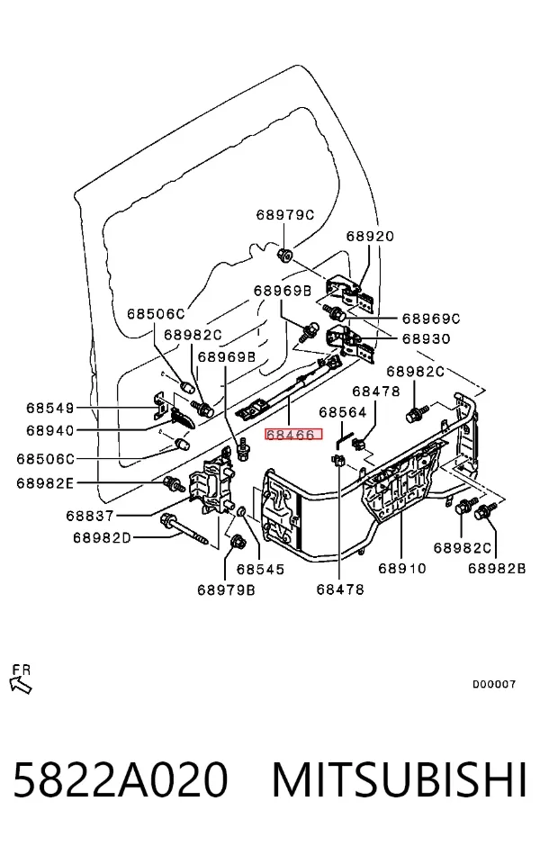 Amortiguador maletero 5822A020 Mitsubishi