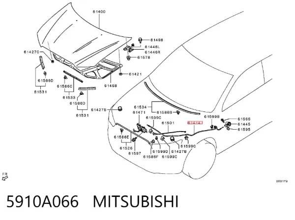 Cable de capó del motor 5910A066 Mitsubishi