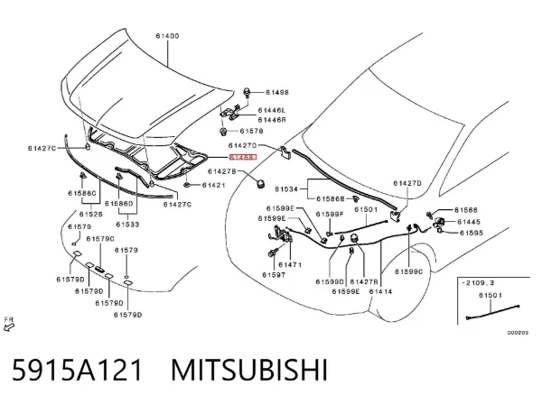 Aislamiento del Capó 5915A121 Mitsubishi