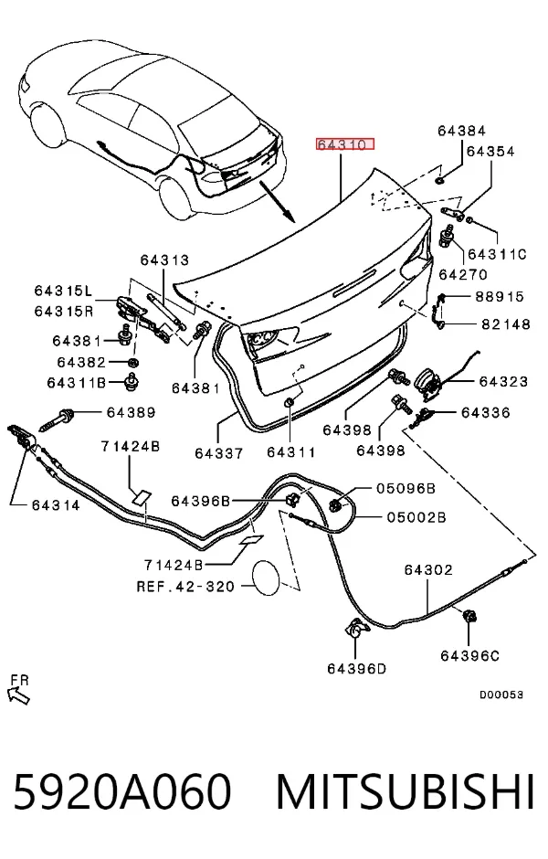 Tapa maletero Mitsubishi Lancer X