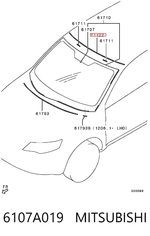 Moldura superior del parabrisas 6107A019 Mitsubishi