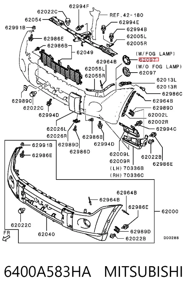 Moldura de faro antiniebla 6400A583HA Mitsubishi