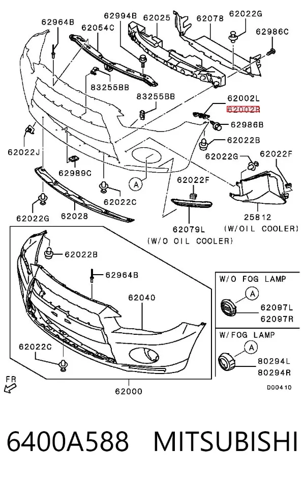 Soporte exterior derecho del parachoques delantero 6400A588 Chrysler