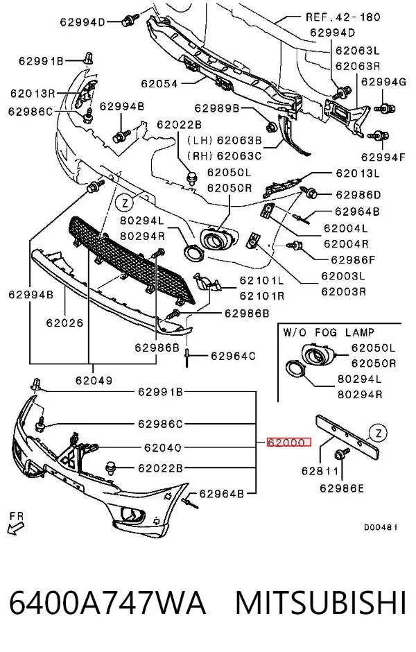 Paragolpes 6400A747WA Mitsubishi