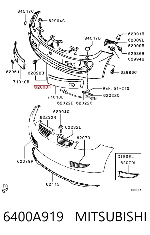 Paragolpes 6400A919 Mitsubishi