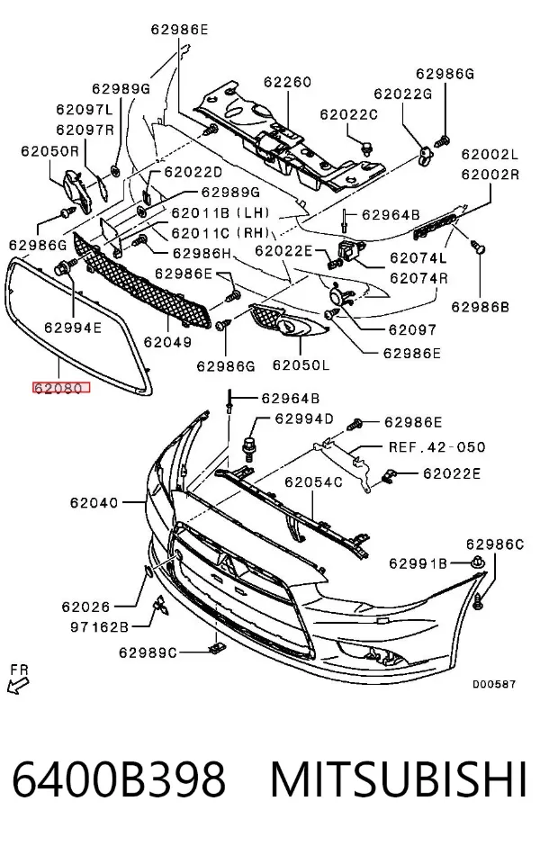 Moldura de la rejilla del radiador 6400B398 Mitsubishi
