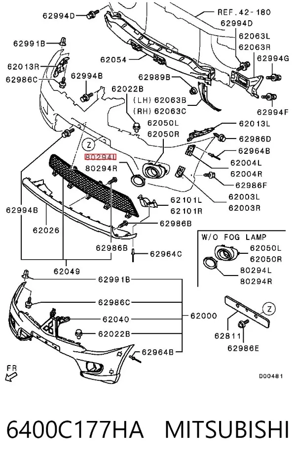 Embellecedor de faro antiniebla izquierdo 6400C177HA Mitsubishi