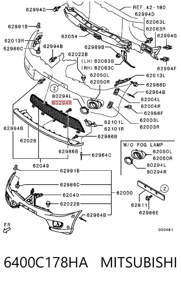 Embellecedor de faro antiniebla derecho 6400C178HA Mitsubishi