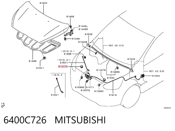 Tope del capó 6400C726 Mitsubishi