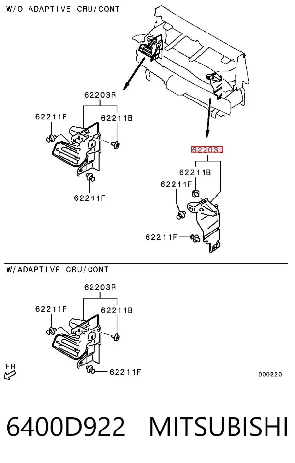 Deflector de aire superior del radiador 6400D922 Mitsubishi
