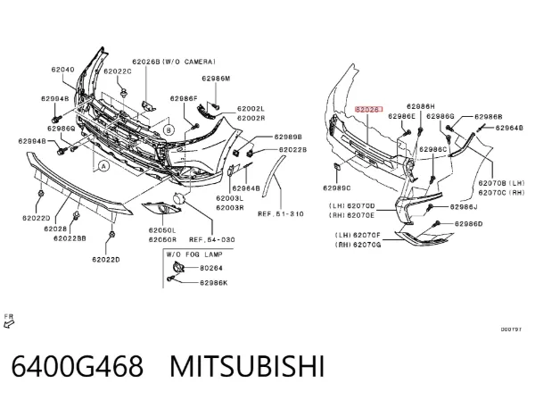 Protector para parachoques 6400G468 Mitsubishi