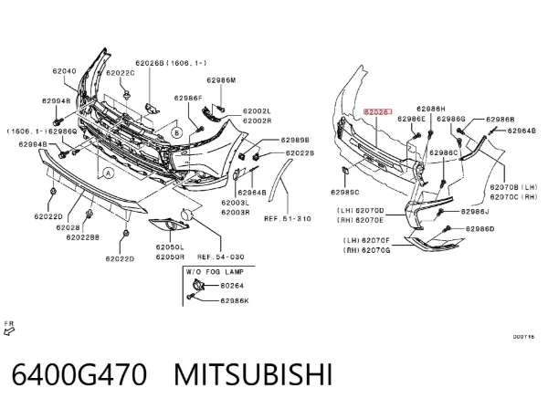 Protector para parachoques 6400G470 Mitsubishi