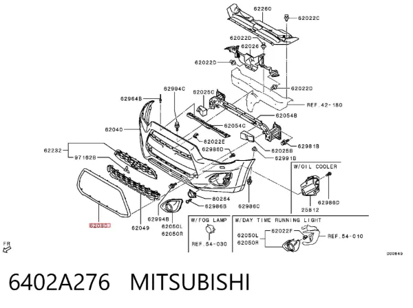 Moldura de la rejilla del radiador 6402A276 Mitsubishi