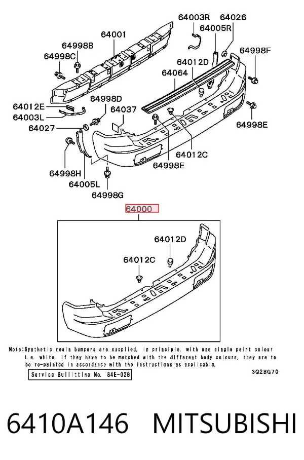 Parachoques trasero 6410A146 Mitsubishi