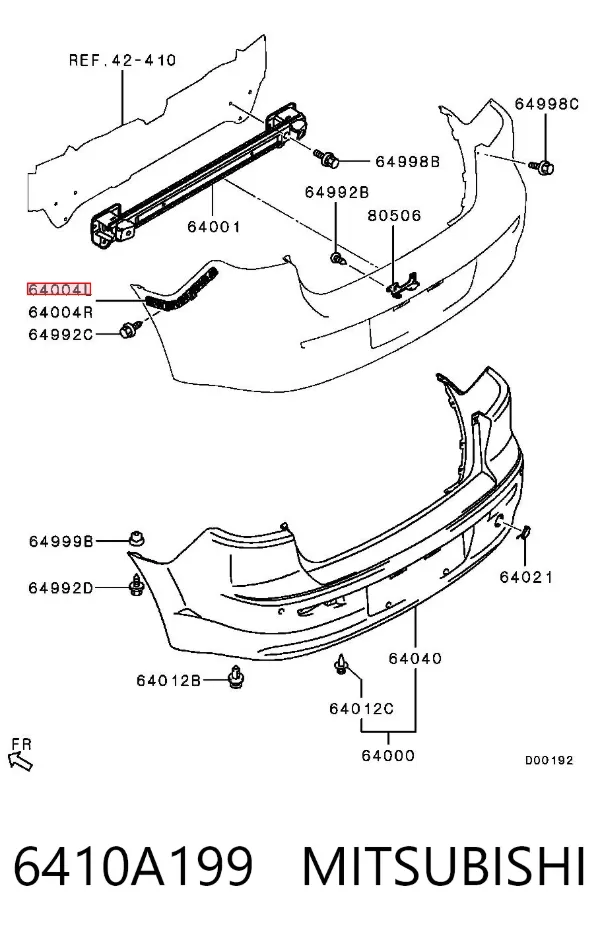 Soporte de parachoques trasero izquierdo 6410A199 Mitsubishi