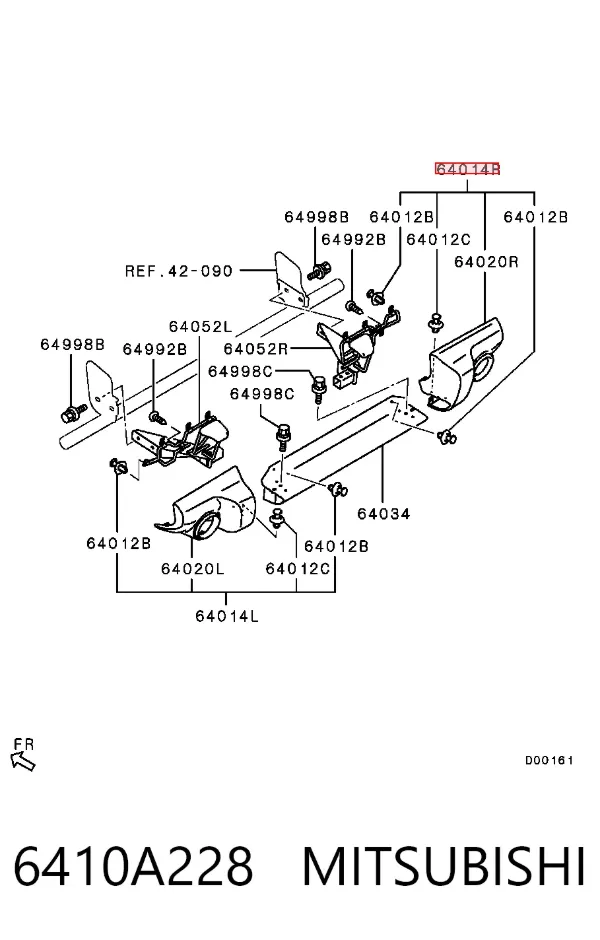 Parachoques trasero, parte derecha 6410A228 Mitsubishi