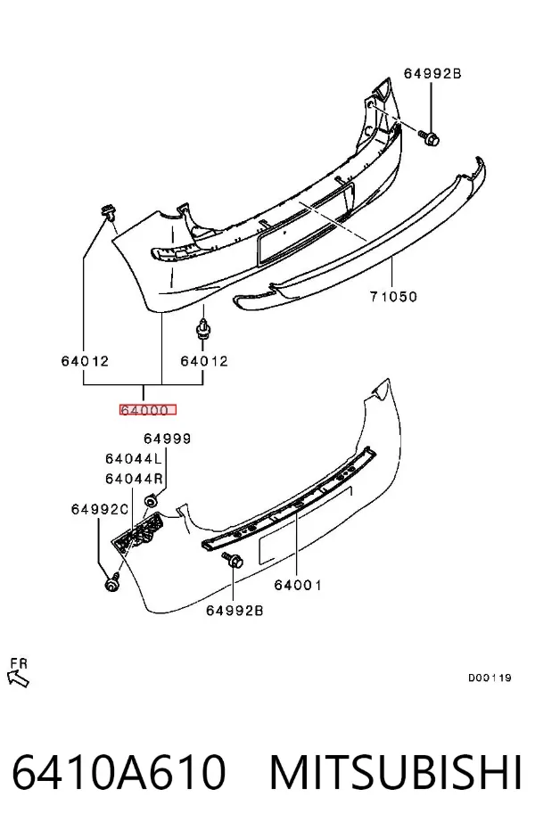 Parachoques trasero 6410A610 Mitsubishi