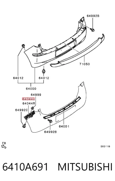 Soporte de parachoques trasero izquierdo MITSUBISHI 6410A691