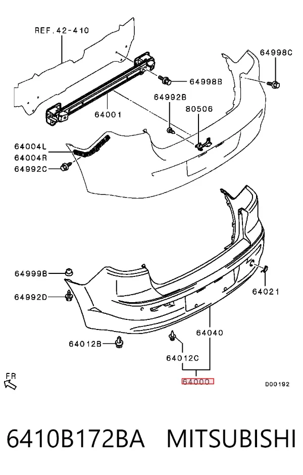 Parachoques trasero 6410B172BA Mitsubishi