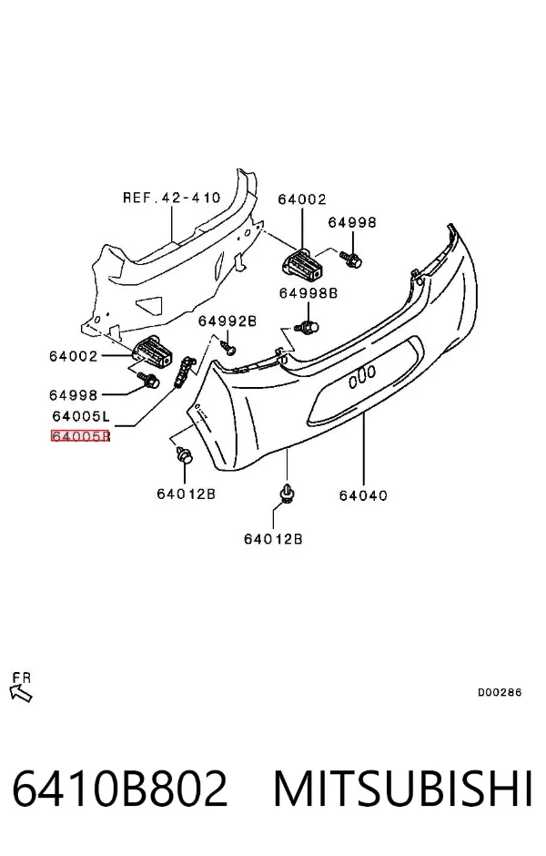 Soporte del parachoques trasero derecho 6410B802 Mitsubishi