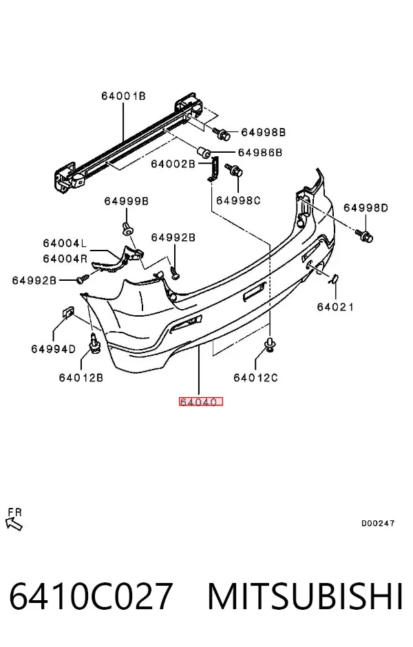 Parachoques trasero 6410C027 Mitsubishi