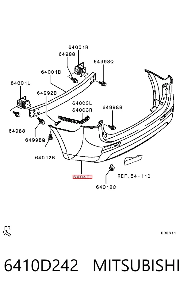 Parachoques trasero 6410D242 Mitsubishi