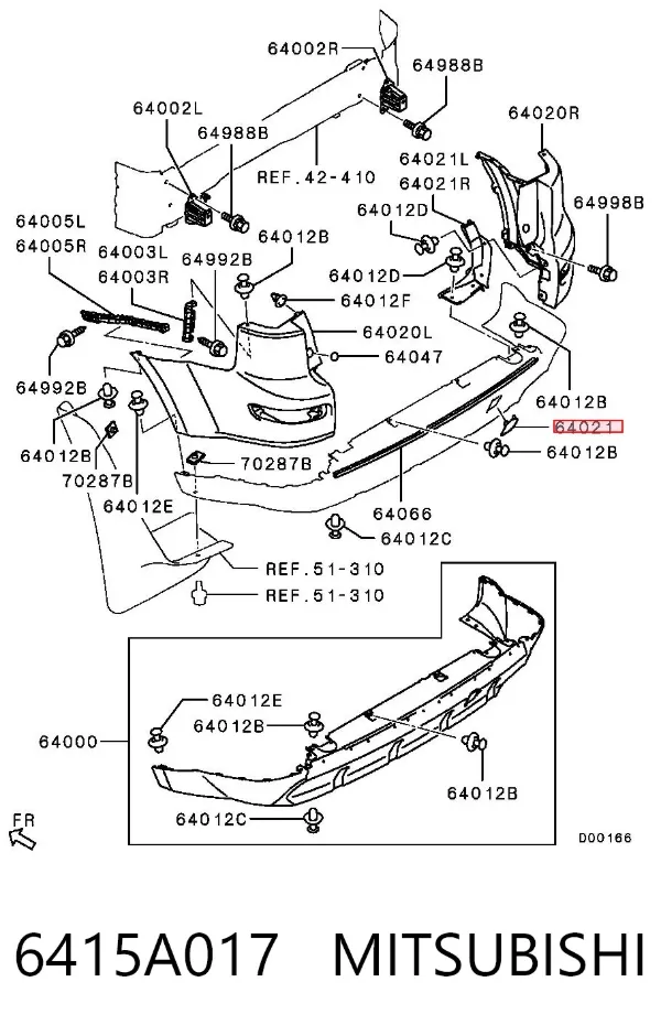 Tapa de gancho de remolque trasero del parachoques 6415A017 Mitsubishi