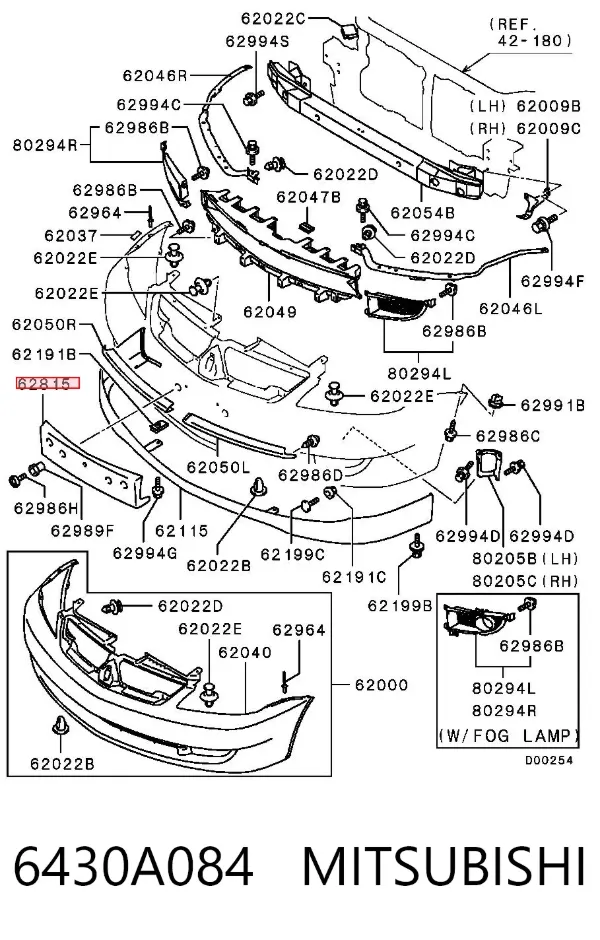 Soporte de matrícula delantera 6430A084 Mitsubishi