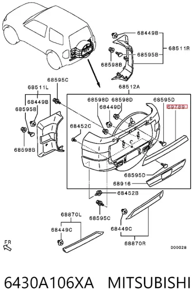 Carcasa de luz de matrícula MITSUBISHI 6430A106XA
