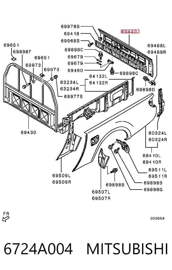 Puerta trasera 6724A004 Mitsubishi