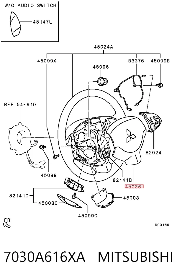 Airbag de volante 7030A616XA Mitsubishi