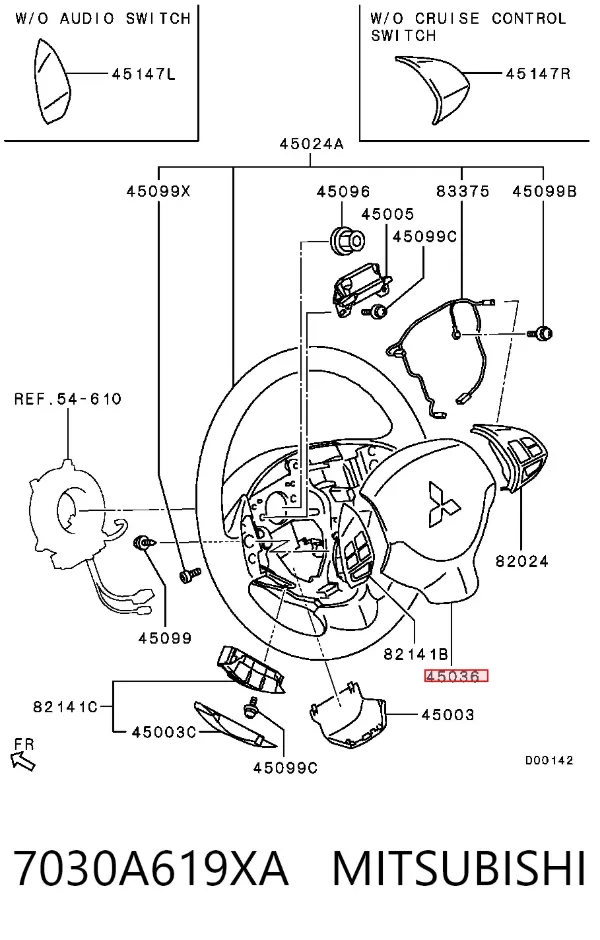 Airbag de volante 7030A619XA Mitsubishi