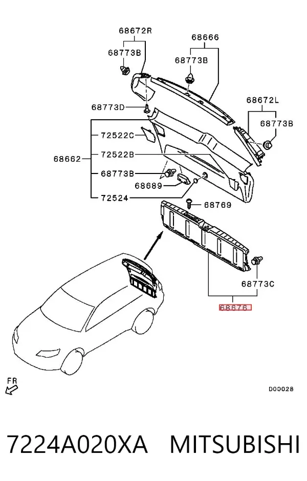 Revestimiento de tapa de maletero 7224A020XA Mitsubishi