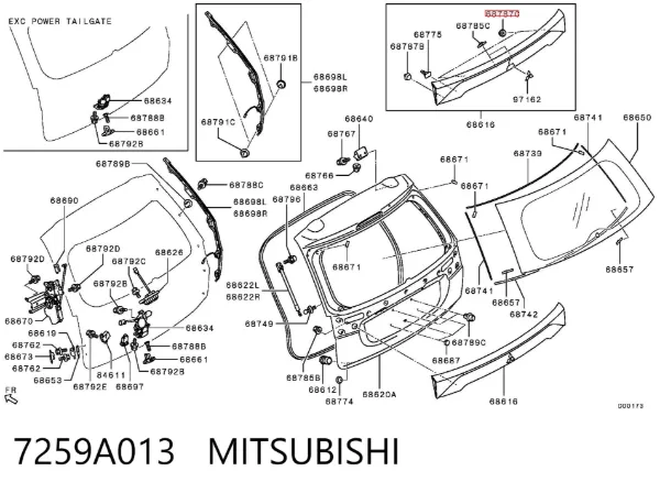 Clip de fijación de revestimiento de puerta 7259A013 Mitsubishi
